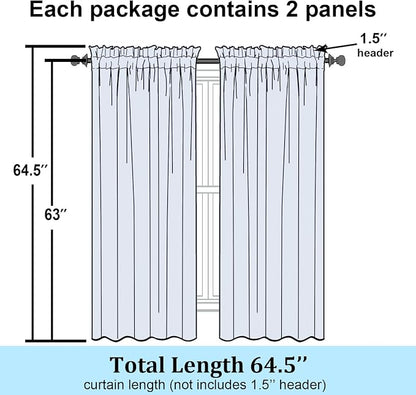 Simplebrand Black Semi Sheer Curtains 63 Inch Length 2 Panels, Light Filtering - Image 7