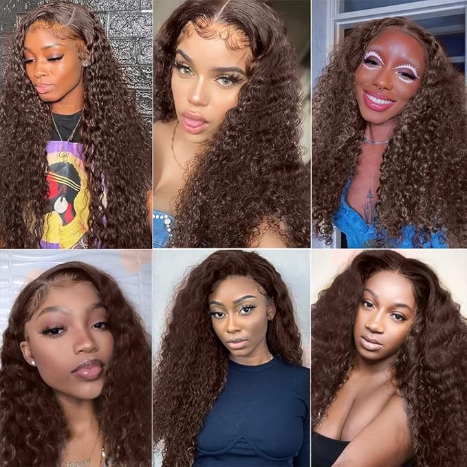 Brown Bundles Human Hair Color 4 Water Wave Bundle 26 28 30 Inch Niegmeag Brazilian Virgin Remy Hair Extensions Double Weft Chocolate Brown Wet and Wavy Bundle Hair Weave