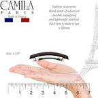 Camila Paris CP3457 French Hair Barrette Clip for Girls Brown, Rubberized Metal Clasp Strong Hold Grip Hair Clips for Women, No Slip Durable and Styling Girls Hair Accessories, Made in France