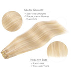 WENNALIFE Hair Extensions Clip In, 9pcs 22inch 150g Dirty Blonde Highlighted Bleach Blonde Thicker Clip In Hair Extensions Real Human Hair Remy hair extension Double Weft