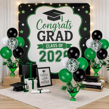 4 Set Green Black Balloon Centerpieces - Image 6