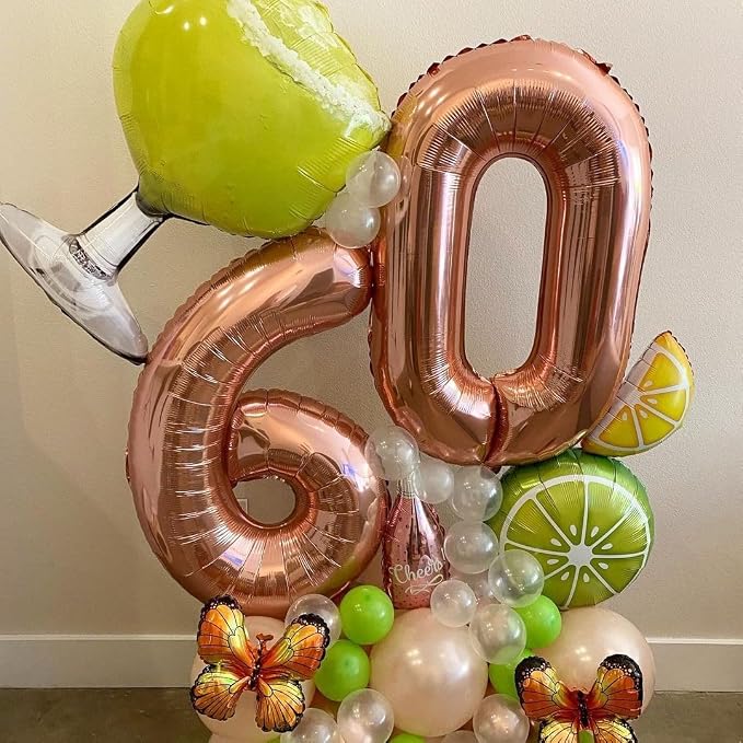 Rose Gold 60 Number Balloons, 40 Inch Big Giant Jumbo 60 Balloon Numbers Rose - Image 2