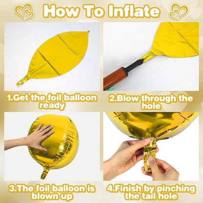 Gold Round Foil Balloons 9 pcs, Metallic Gold Giant 4D Round Balloons 22 Inch - Image 7