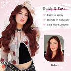 Hair Extensions Clip Ins, 16 Inch 8PCS Red Curly Clip in Hair Extensions Wavy, Synthetic Hairpieces for Women, Invisible Lace Weft Hair Extension