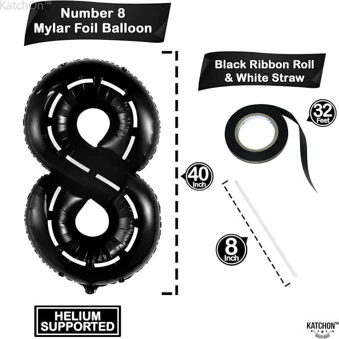 KatchOn Number 8 Check Balloon 40 Inch, 8 Construction Balloon Decor | 8th Road - Image 4