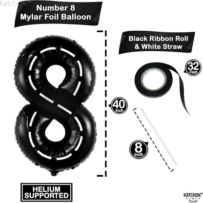 KatchOn Number 8 Check Balloon 40 Inch, 8 Construction Balloon Decor | 8th Road - Image 4
