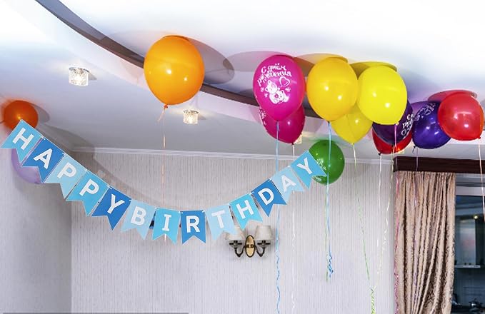 Happy Birthday Gradient Blue Banner Decoration Party Supplies - Image 5