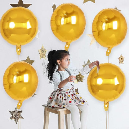 20 Pcs Gold Round Shaped Balloons, 18 Inch Round Foil Balloon, Giant Round - Image 4