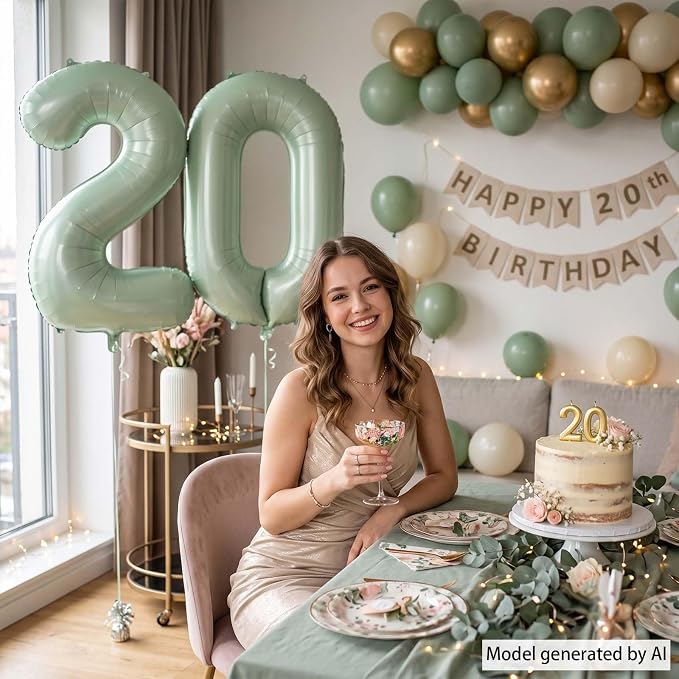 Olive Green Number 20 Balloon 40 Inch, Sign - Image 6