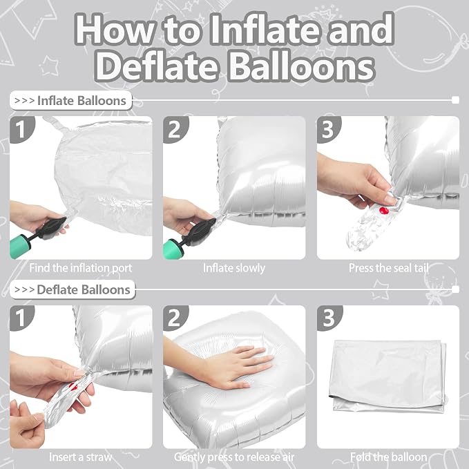 NISOCY 36PCS White Square Foil Balloons Wall Backdrop | Double Sided Pearl - Image 3