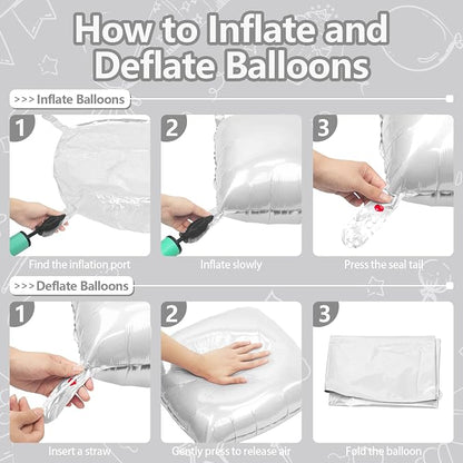 NISOCY 36PCS White Square Foil Balloons Wall Backdrop | Double Sided Pearl - Image 3