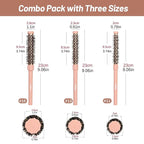 Small Round Hair Brush Pink - Boar Bristle&Nylon Mixed Bristles for Smoothing, Volumizing & Frizz Control - Mini Blow Dry Styling Brush for Fine Hair, Smooth Curls and Salon Blowout at Home