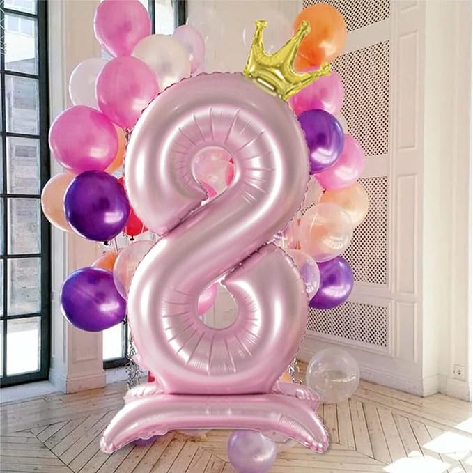 Crown Pink Number 8 Balloon - Image 3