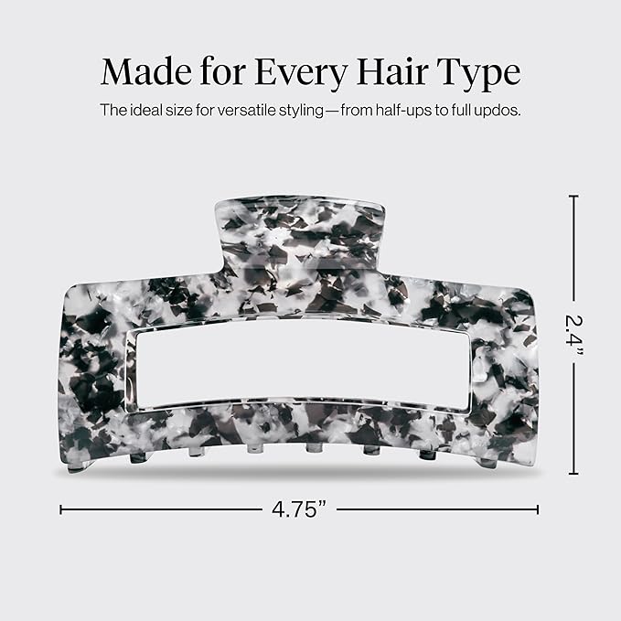 Kitsch Jumbo Hair Clip for Women – Recycled Plastic Hair Claw Clip | All-Day Strong Hold, Durable Non-Slip Grip for Thick & Thin Hair | Ideal Gifts for Women and Stocking Stuffers - Black, 1pc