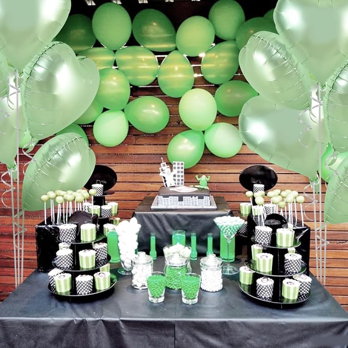 TONIFUL 30 Pcs Sage Green Heart Balloons 18 Inch Heart Shape Foil Balloon | - Image 4