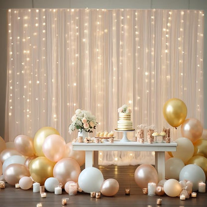30x8ft Champagne Tulle Backdrop Curtain - Image 3