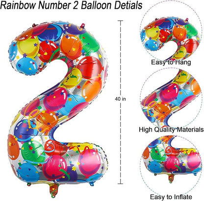 40 Inch Rainbow Balloon Number 12 Balloons, Giant 12th Birthday Decor | 40" - Image 4