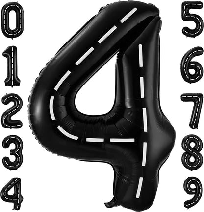 Race Car Number 4 Balloons, 40 Inch Racing Car 4 Birthday Balloons Two Fast by BBPOOL