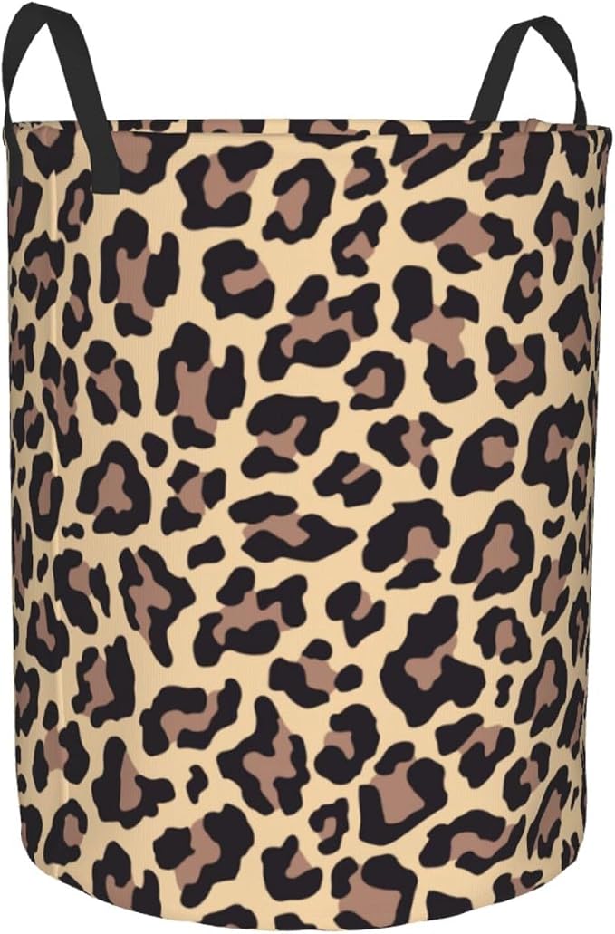 Leopard Print Animal Cheetah Round Laundry Hamper Storage Basket Toys Clothes - Image 8