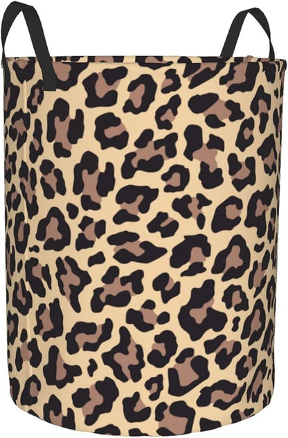 Leopard Print Animal Cheetah Round Laundry Hamper Storage Basket Toys Clothes - Image 8
