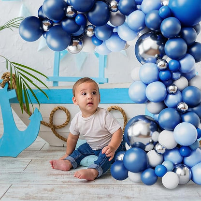 RUBFAC Blue Balloons Arch Kit, Father’s Day Decorations 144pcs Blue White and - Image 5