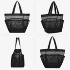 Mesh Shower Caddy Portable, Shower Tote Bag for Dorm Room Essentials, 8 Pockets Large Shower Basket for College Gym Beach Camping (Black)