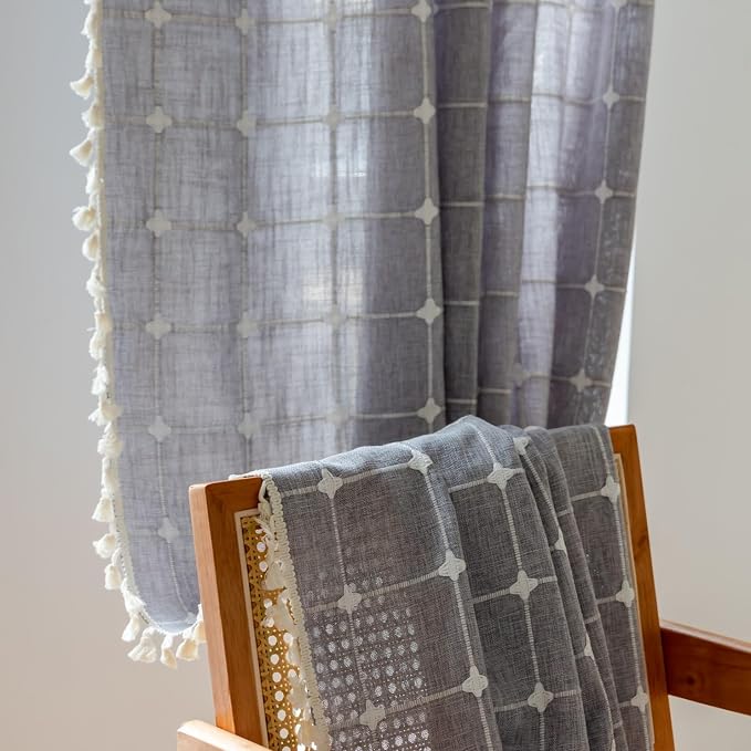 Sutuo Home Boho Curtains for Kitchen Nursery Room 63 Inches Long, Checkered - Image 7