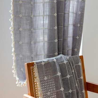 Sutuo Home Boho Curtains for Kitchen Nursery Room 63 Inches Long, Checkered - Image 7