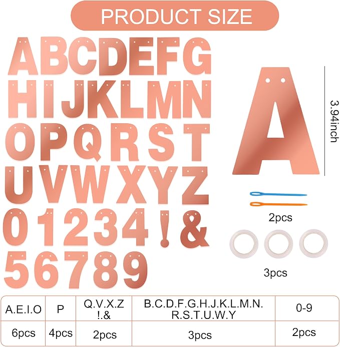 BEISHIDA Double-sided Rose Gold A-Z DIY Letter Custom Banner Party Decor | 111 - Image 2