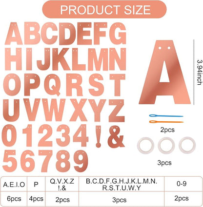 BEISHIDA Double-sided Rose Gold A-Z DIY Letter Custom Banner Party Decor | 111 - Image 2