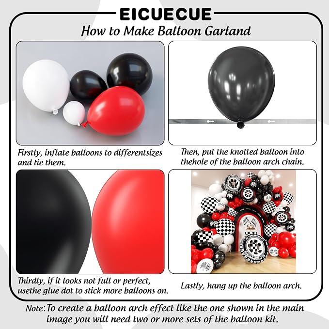 Race Car Balloon Arch Kit -153Pcs Different Size Balloons and Tire Flags - Image 3