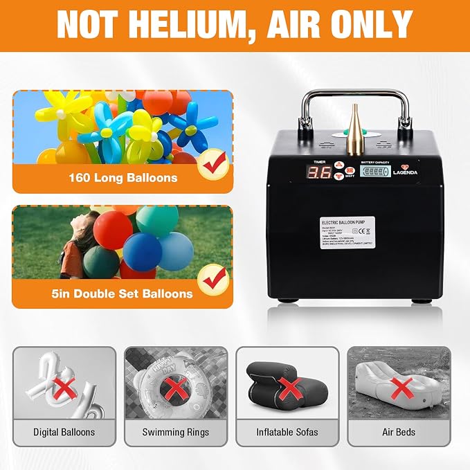 Electric Air Balloon Pump, Portable Bolloon Blower Pump - Image 5