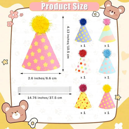 CANREVEL Mini Party Hats for Stuffed Animals Headwear, Birthday Hats - Image 2