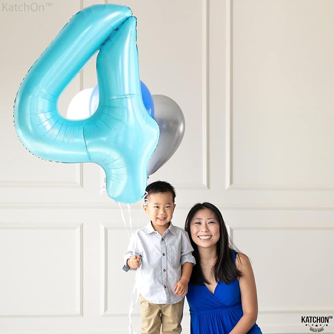 KatchOn Light Blue 4 Balloon Number 40 Inch | 4 Foil Balloon, Light Blue Four - Image 8