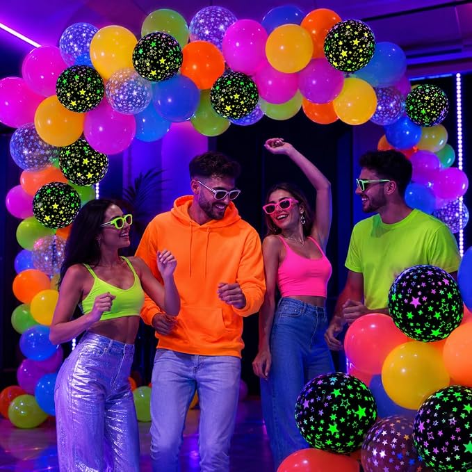 Glow Party Balloons, Lime Green Pink Orange Yellow Blue - Image 9