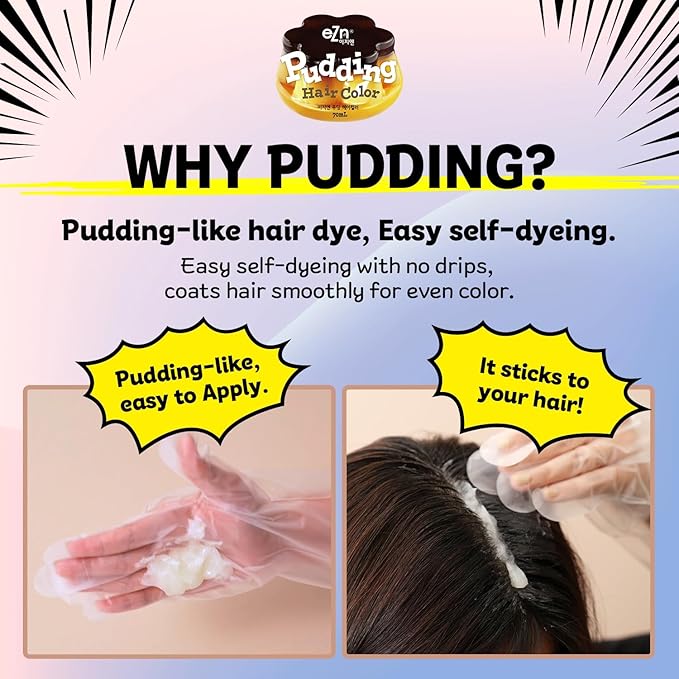 eZn Pudding Hair Dye, Ammonia-Free, Semi-Permanent DIY Korean Hair Dye Color with Keratin (Sahara Sandy)