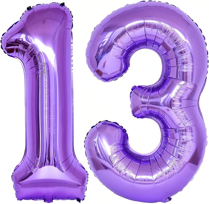 Number 13 Purple Balloons 40 Inch Giant Purple 13 Number Foil Helium Balloons by LHOAVWE