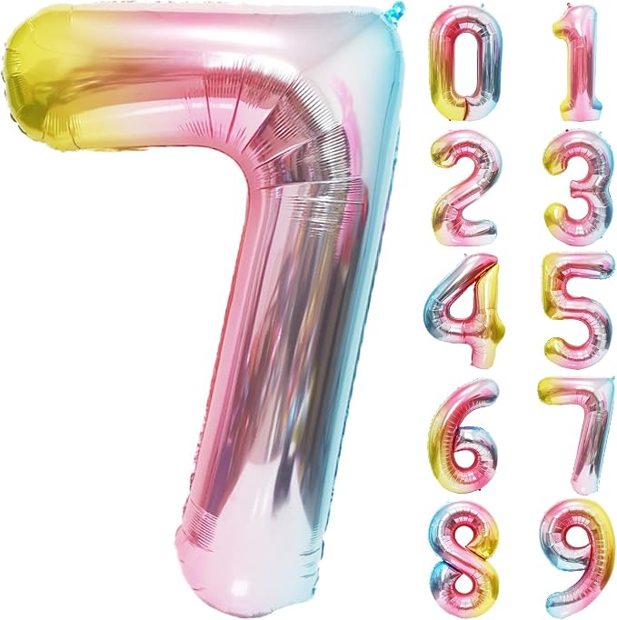 Rainbow Number Balloons Birthday Balloons by United-UnicornsParty