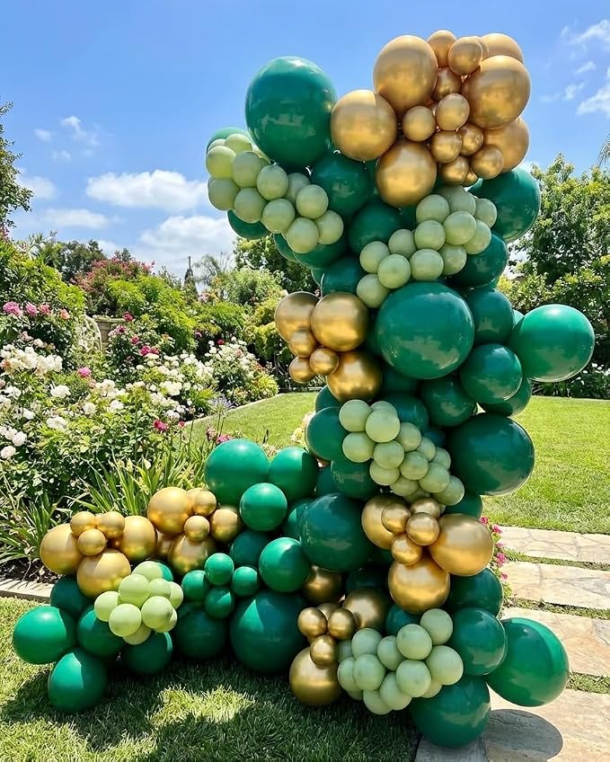 Green and Gold Balloons Garland Arch Kit - Image 4