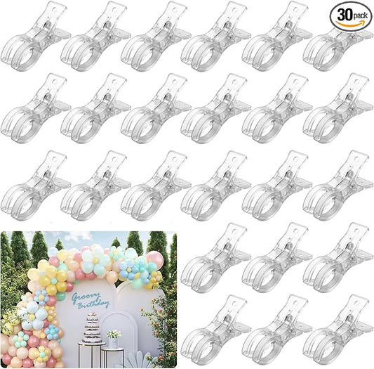 30 Pack Balloon Arch Clips, 3.5 Inch Large Clear Spring Clamps Plastic Heavy by Unknown