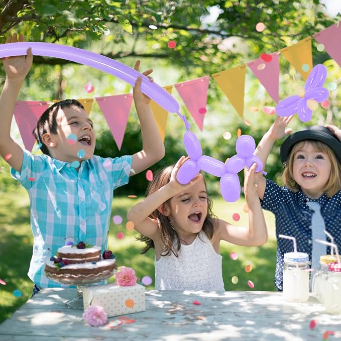 260 Long Balloons 100 Pack Pastel Purple Twisting Animal Balloons Thickening - Image 6