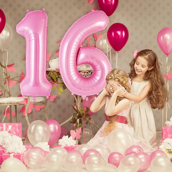 Pink Number 16 Balloon, 40 Inch Big Large Foil Helium Number Balloons, Giant - Image 5