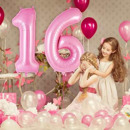 Pink Number 16 Balloon, 40 Inch Big Large Foil Helium Number Balloons, Giant - Image 5