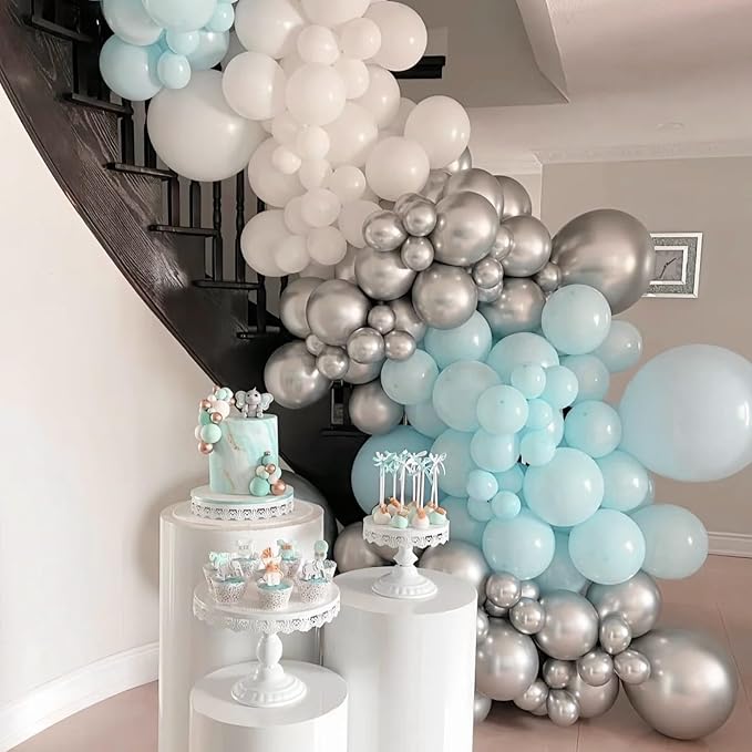 Voircoloria 66pcs Pale Aqua Blue Latex Party Balloons, 12inch | - Image 5