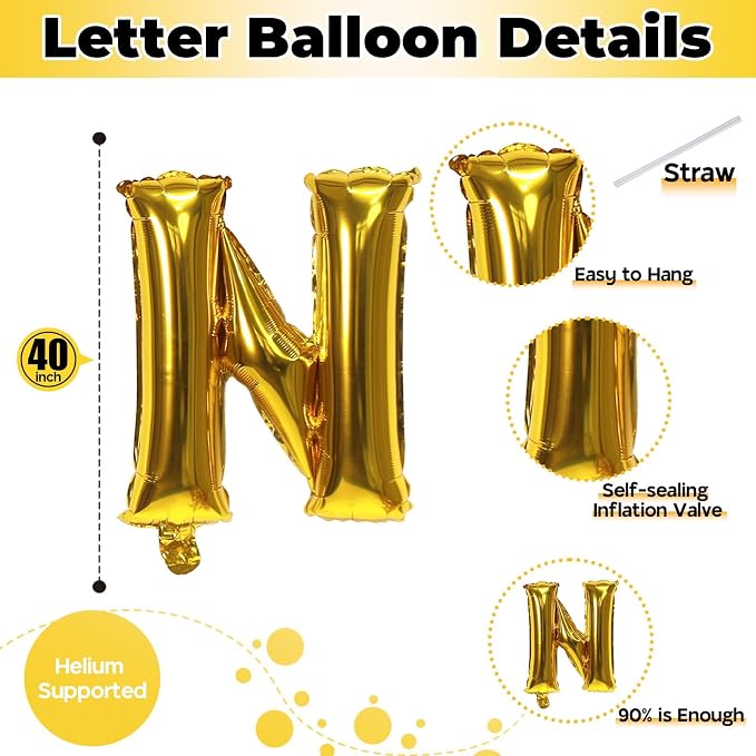 40 Inch Gold Alphabet Balloons - Image 2