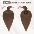 MY-LADY Human Hair Toppers for Women Real Human Hair with Bangs Thin 8.5 * 8.5CM Mono Base Clip in Remy Hairpieces Light Weight 10 Inch Medium Brown