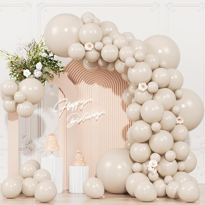 104pcs Sand White Balloon Garland Arch Kit Different Sizes 18/12/10/5 Inch | by OWPFJG