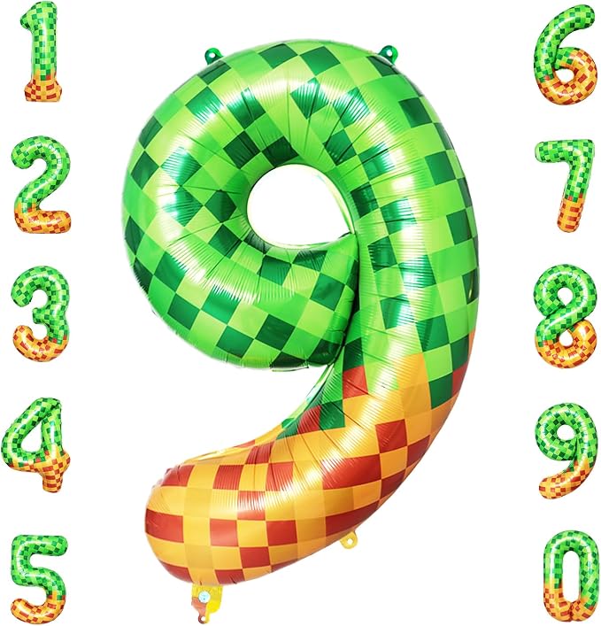 40 Inch Pixelated Foil Number 9 Balloon by TNCDJKPA