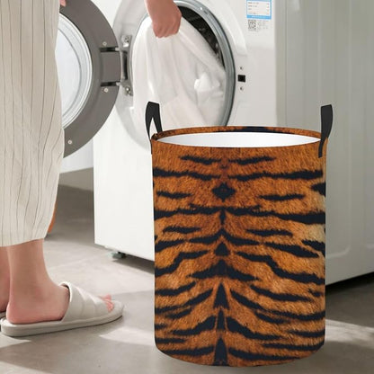 Tiger Animal Texture Round Laundry Hamper Storage Basket Toys Clothes Organizer - Image 6