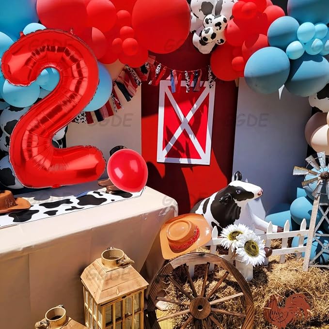 40 Inch 2 Red Number Balloons Mylar Foil Balloons 2nd Birthday Party Decor | - Image 3